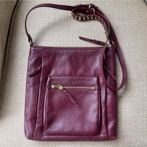 Elliott Lucca Genuine Leather Crossbody or Shoulder Bag Brass Hardware PERFECT
